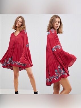 Free People Te Amo Embroidered Mini Dress 1094